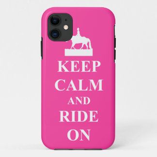 Capa Para iPhone 11 Fique calmo e monte, rosa