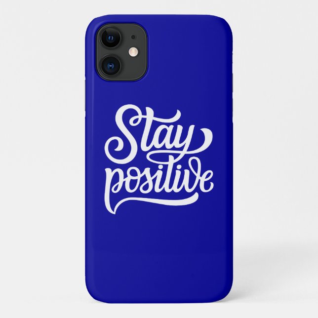 Capa Para iPhone 11 Fique Positivo Azul (Verso)