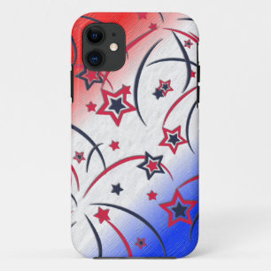 Capa Para iPhone 11 Fireworks no Red White Blue