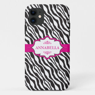 Capa Para iPhone 11 Fita cor-de-rosa da zebra