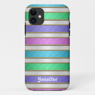 Capa Para iPhone 11 Fitas Coloridas Listras Arte Personalizada