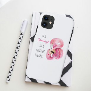 Capa Para iPhone 11 Flamingo, Cor de Água Rosa Moderna, Com Citação