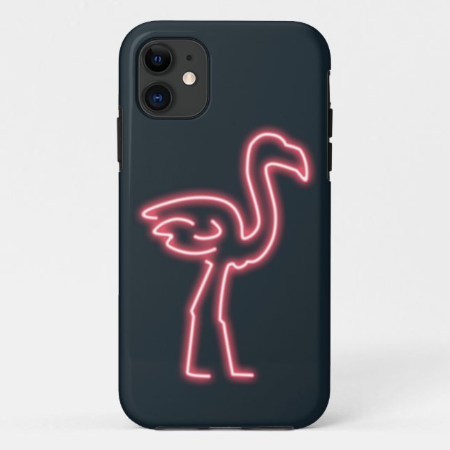 Capa Para iPhone 11 Flamingo no Neon Pink (Verso)