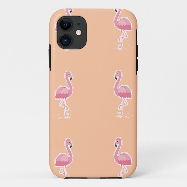 Capa Para iPhone 11 flamingo rosa em laranja claro (Verso)