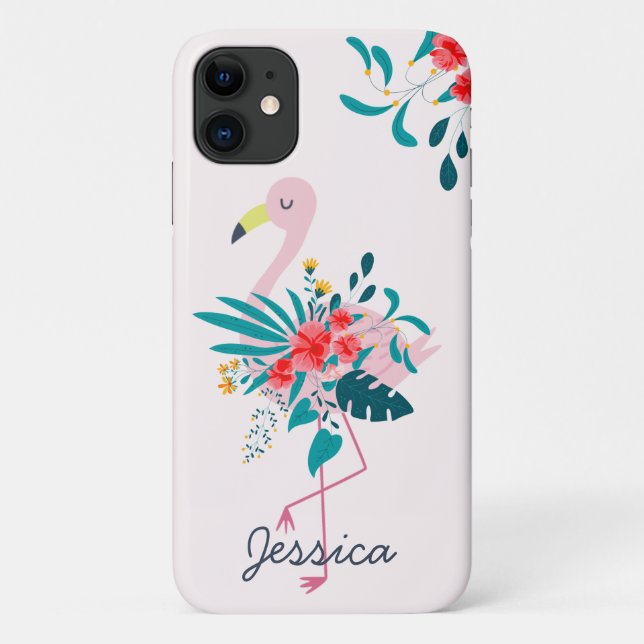 Capa Para iPhone 11 Flamingo Tropical (Verso)