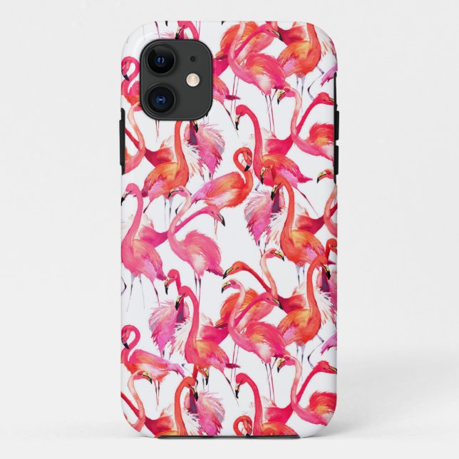 Capa Para iPhone 11 Flamingos De Aquarela Em Aquarelas (Verso)