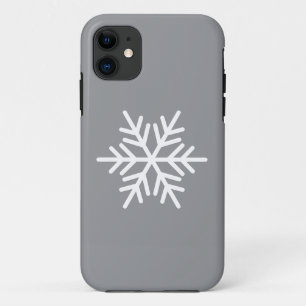 Capa Para iPhone 11 Floco de Neve Nórdico Branco Moderno Sobre Cinza d