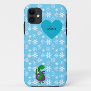 Capa Para iPhone 11 Flocos de neve azuis do dragão de nome personaliza