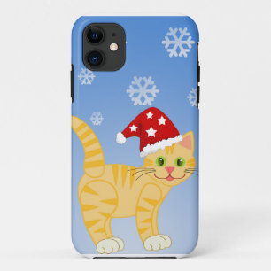 Capa Para iPhone 11 Flocos de neve engraçados do amarelo do gato do
