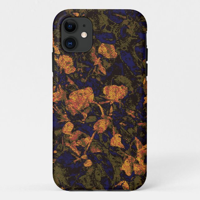 Capa Para iPhone 11 Flor alaranjada contra o teste padrão da (Verso)