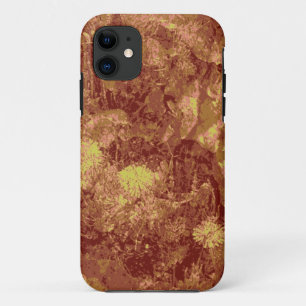Capa Para iPhone 11 Flor amarela contra o teste padrão da camuflagem