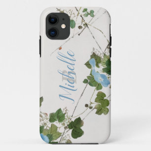 Capa Para iPhone 11 Flor Azul Botânico Da Aquarela Japonesa