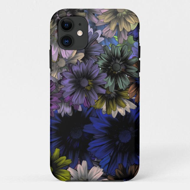 Capa Para iPhone 11 Flor azul e laranja (Verso)