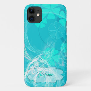 Capa Para iPhone 11 Flor Azul/Fractal