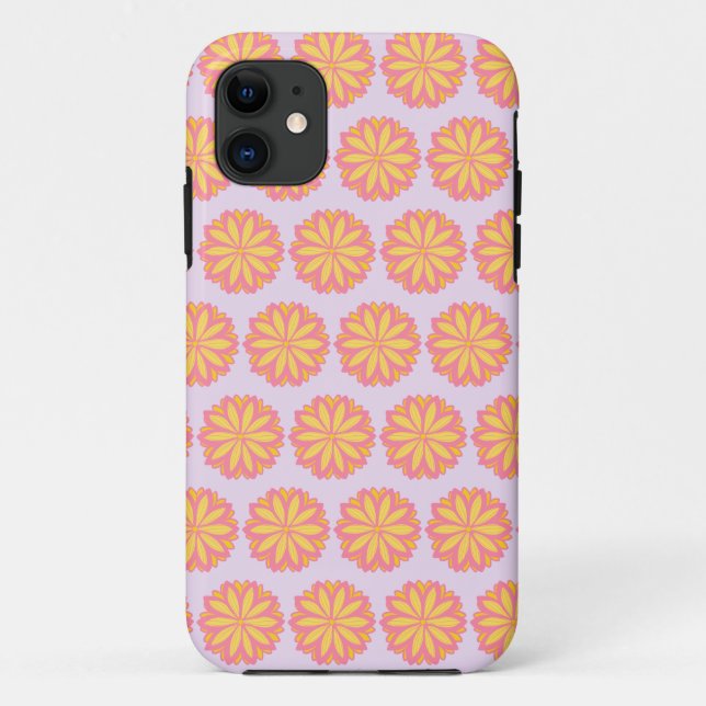 Capa Para iPhone 11 Flor Botânica Rosa E Amarelo (Verso)