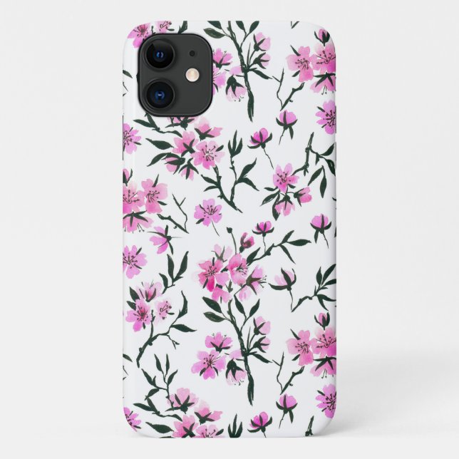 Capa Para iPhone 11 Flor branco de cereja em branco (Verso)