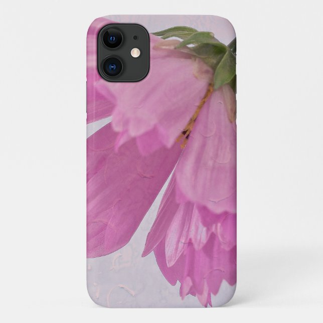 Capa Para iPhone 11 Flor Cosmo Texturizado Rosa (Verso)