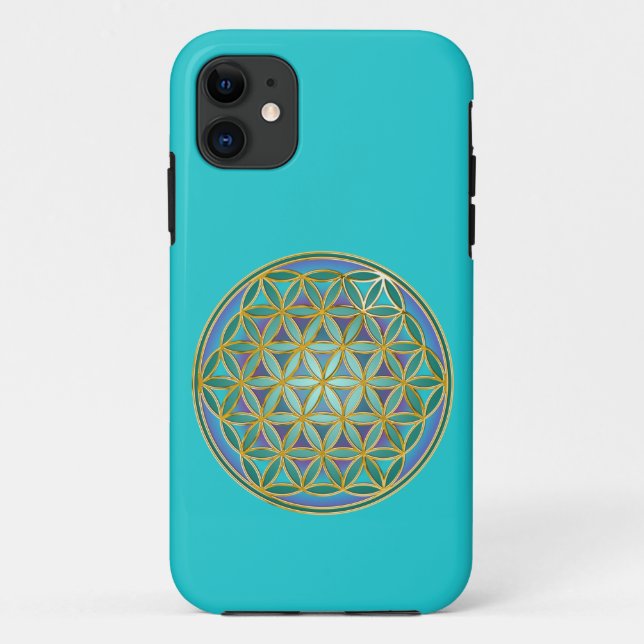 Capa Para iPhone 11 FLOR DA VIDA - Design 1 das Geometrias Sagradas (Verso)