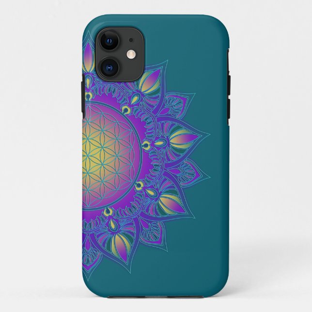 Capa Para iPhone 11 Flor Da Vida - Índia Mandala 3 (Verso)