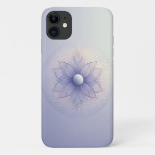 Capa Para iPhone 11 Flor de Bloom Geométrica Simétrica Moderna - Azul