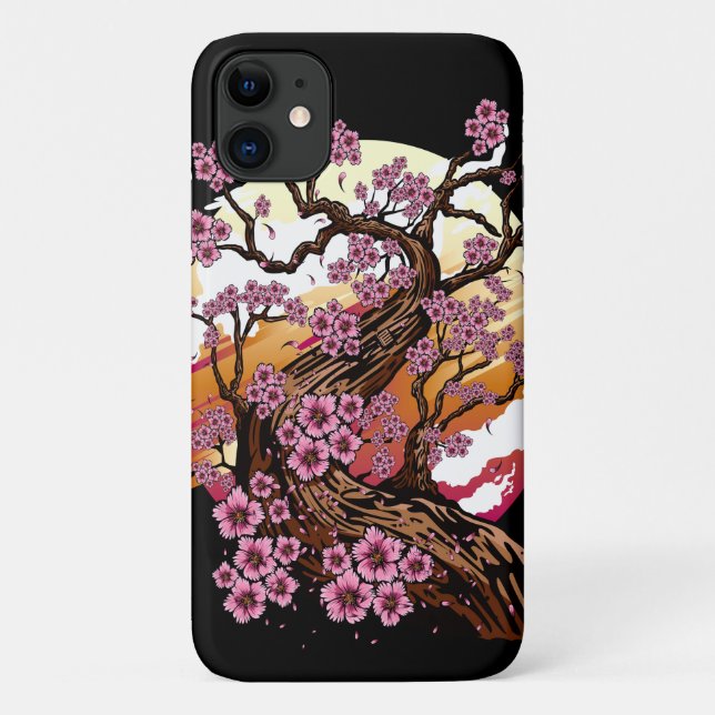 Capa Para iPhone 11 Flor de Cereja Selvagem (Verso)