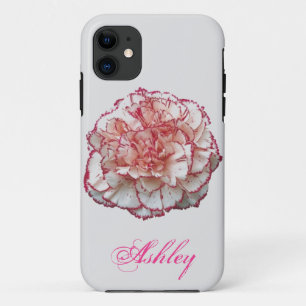 Capa Para iPhone 11 Flor de cravo-da-pera com nome