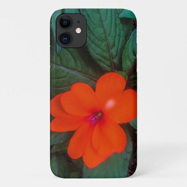 Capa Para iPhone 11 Flor de Impatiens Laranja (Verso)