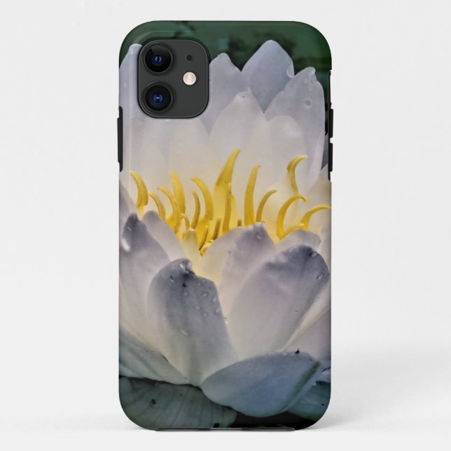 Capa Para iPhone 11 Flor de Lotus Branca brilhante (Verso)
