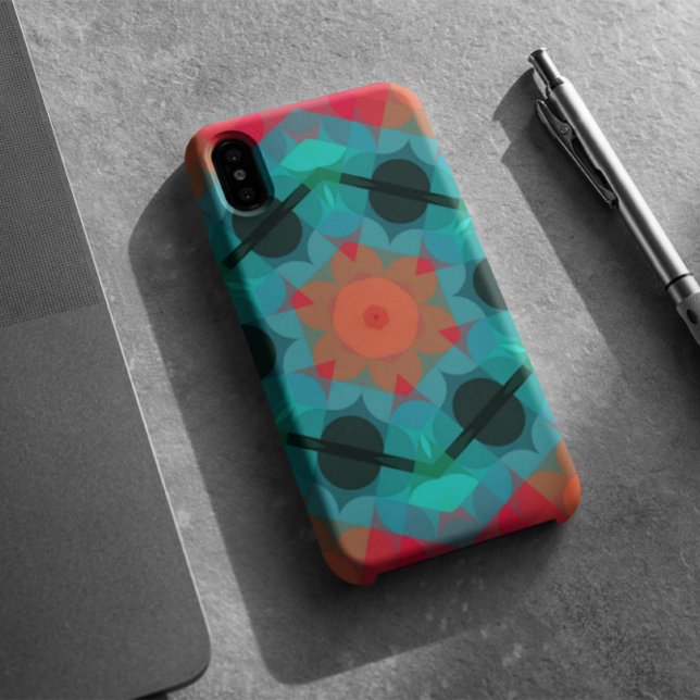Capa Para iPhone 11 Flor de mandala azul e rosa (Criador carregado)