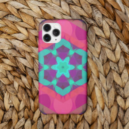 Capa Para iPhone 11 Flor de Mandala, cor-de-rosa, azul e púrpura