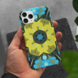 Capa Para iPhone 11 Flor de Mandala Retroativa Amarelo e Azul