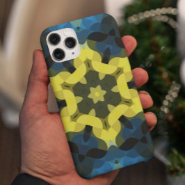 Capa Para iPhone 11 Flor de Mandala Retroativa Amarelo e Azul