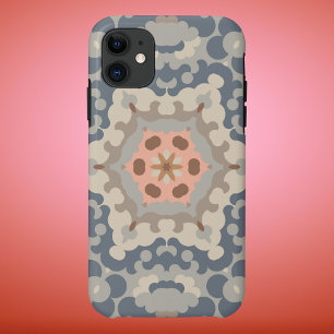 Capa Para iPhone 11 Flor de Mandala Retroativa Azul e Laranja