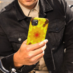 Capa Para iPhone 11 Flor de Mandala Retroativa Laranja e Amarelo