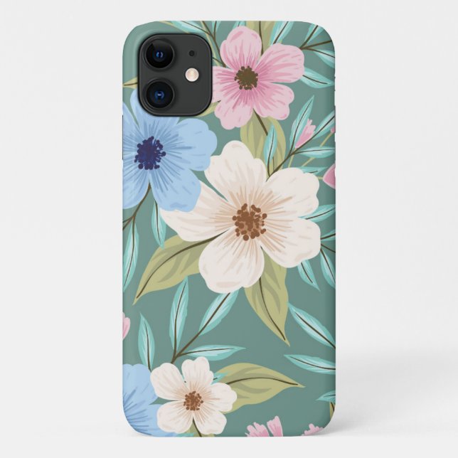 Capa Para iPhone 11 Flor de Mosaico Decorativo  (Verso)