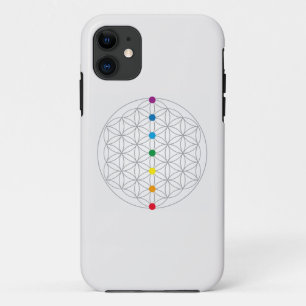 Capa Para iPhone 11 Flor do Design de vida e 7 cores arco-íris Chakras