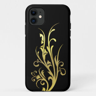 Capa Para iPhone 11 Flor Dourada abstrato Luxury Faux