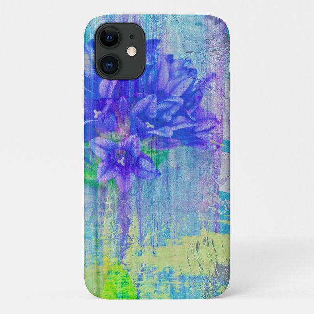 Capa Para iPhone 11 Flor em Violeta Azul (Verso)