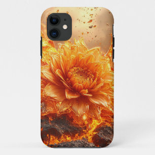 Capa Para iPhone 11 Flor Flamejante Pétalas Queimando Estética,