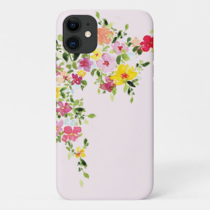 Capa Para iPhone 11 Flor floral cor-de-água rosada