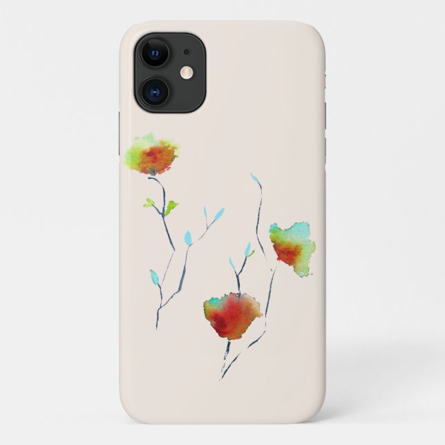 Capa Para iPhone 11 Flor floral simples moderna Arte de outono (Verso)