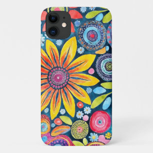 Capa Para iPhone 11 Flor Hippie Divertido Padrão