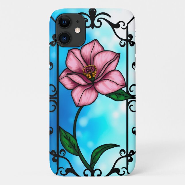 Capa Para iPhone 11 Flor rosa (Verso)