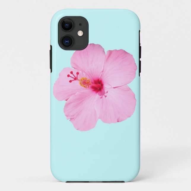 Capa Para iPhone 11 Flor Tropical de Hibiscus Rosa (Verso)