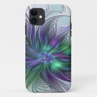 Flor Verde Roxo Moderna Abstrato de Arte Fractal