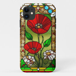 Capa Para iPhone 11 Flor Vermelho Vívido Vidro Estreito
