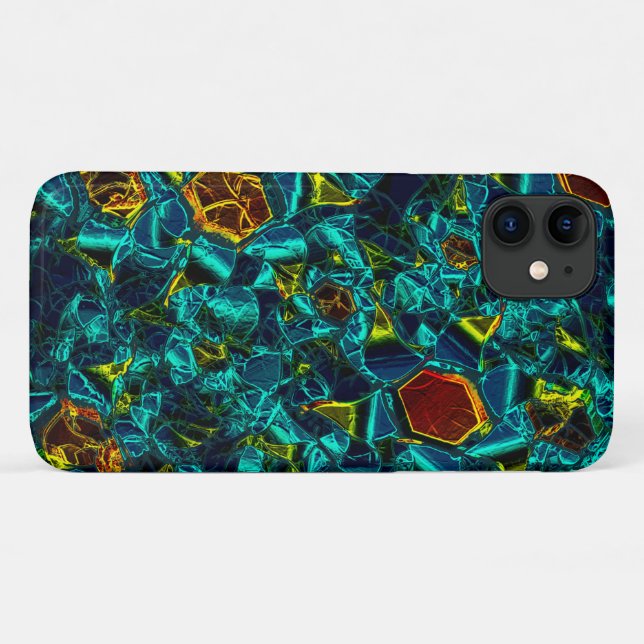 Capa Para iPhone 11 Flor virtual em azul gradiente, estilhaçada (Verso (horizontal))