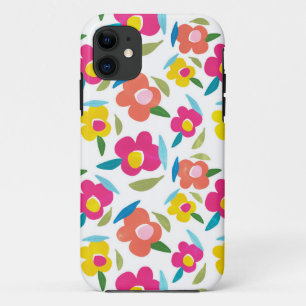 Capa Para iPhone 11 Florais brilhantes em branco