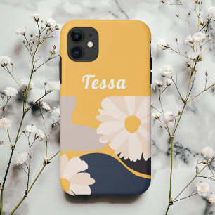 Capa Para iPhone 11 Floral Abstrato Moderno Amarelo Personalizado
