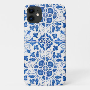 Capa Para iPhone 11 Floral Azul Azulejo-Mediterrâneo Português